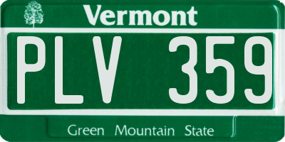 VT license plate PLV359