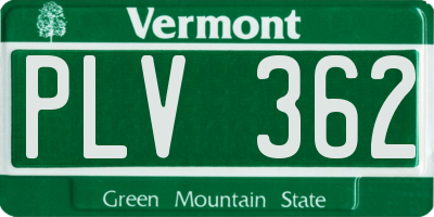 VT license plate PLV362