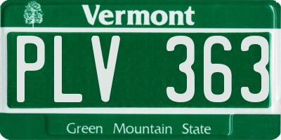 VT license plate PLV363