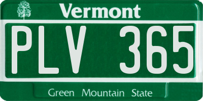 VT license plate PLV365