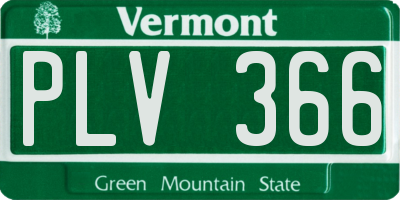 VT license plate PLV366