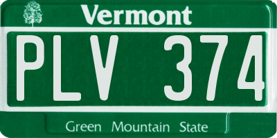 VT license plate PLV374
