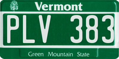 VT license plate PLV383