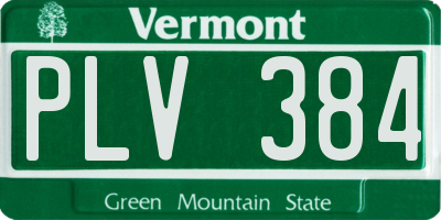 VT license plate PLV384