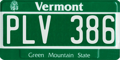 VT license plate PLV386