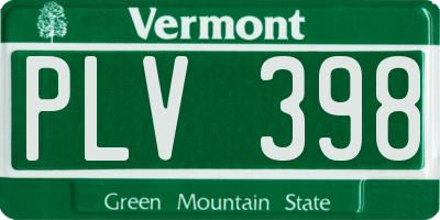VT license plate PLV398