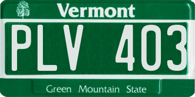 VT license plate PLV403