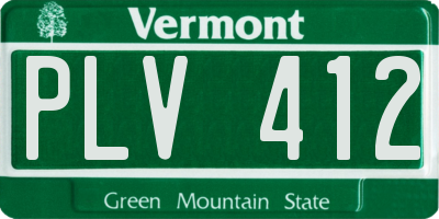 VT license plate PLV412