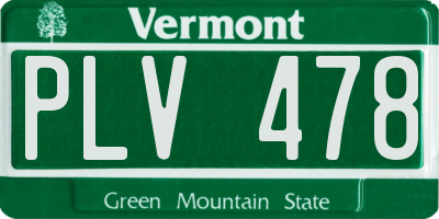 VT license plate PLV478