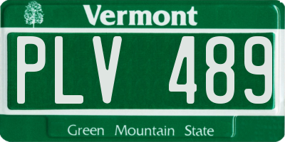 VT license plate PLV489