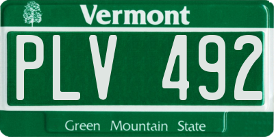 VT license plate PLV492