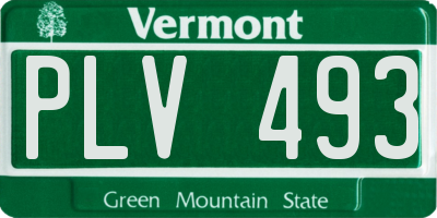 VT license plate PLV493