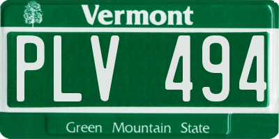 VT license plate PLV494
