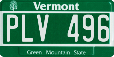 VT license plate PLV496