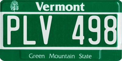 VT license plate PLV498