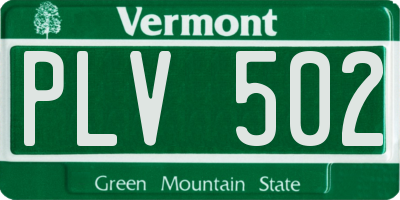 VT license plate PLV502