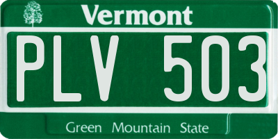VT license plate PLV503