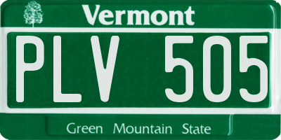 VT license plate PLV505