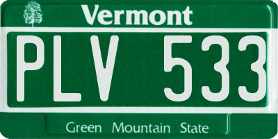 VT license plate PLV533