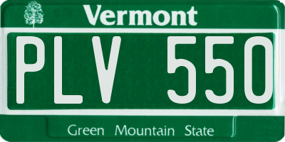 VT license plate PLV550