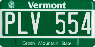 VT license plate PLV554