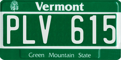 VT license plate PLV615
