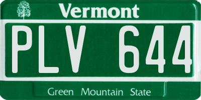 VT license plate PLV644