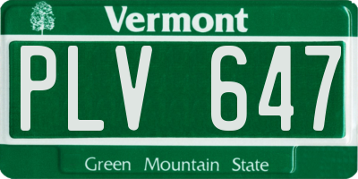 VT license plate PLV647