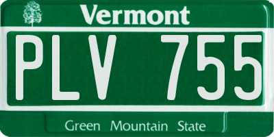 VT license plate PLV755