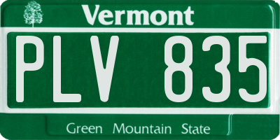 VT license plate PLV835