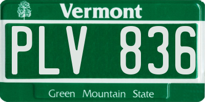 VT license plate PLV836