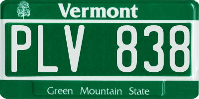 VT license plate PLV838