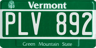 VT license plate PLV892