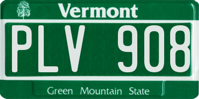 VT license plate PLV908