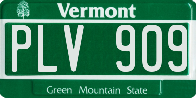 VT license plate PLV909