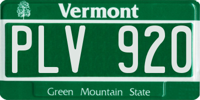 VT license plate PLV920