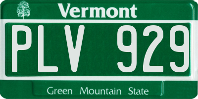 VT license plate PLV929
