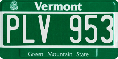 VT license plate PLV953
