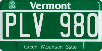 VT license plate PLV980