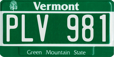 VT license plate PLV981