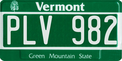 VT license plate PLV982