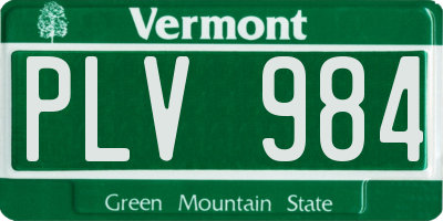 VT license plate PLV984