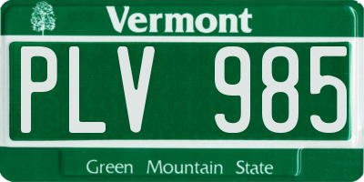 VT license plate PLV985