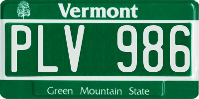 VT license plate PLV986