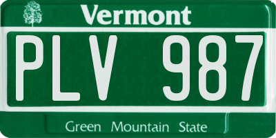 VT license plate PLV987