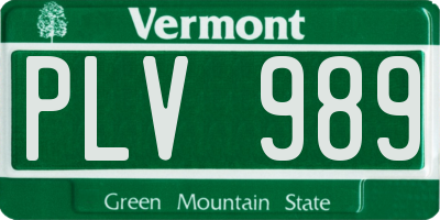 VT license plate PLV989