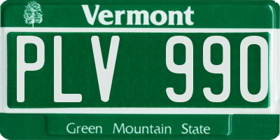 VT license plate PLV990