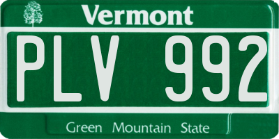 VT license plate PLV992