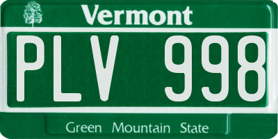 VT license plate PLV998