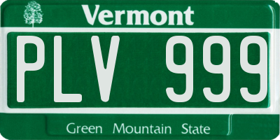 VT license plate PLV999